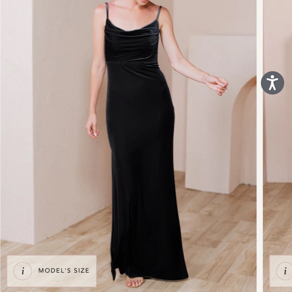 Revelry Skye Black Velvet Bridesmaids dress